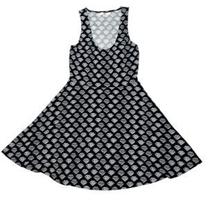 Vans Short Skater Dress Junior Small Side Cut Outs Black White Stretchy Flare